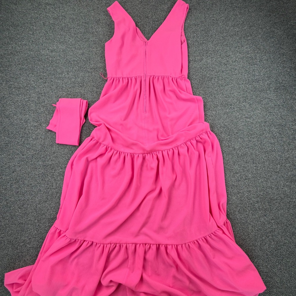 Lilly Pulitzer Pink Tiered Maxi Dress Sleeveless V-Neck 6 Cocktail Wedding Party - Picture 11 of 13